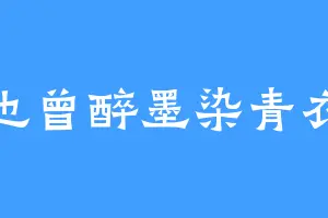 也曾醉墨染青衣