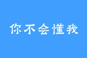 你不会懂我